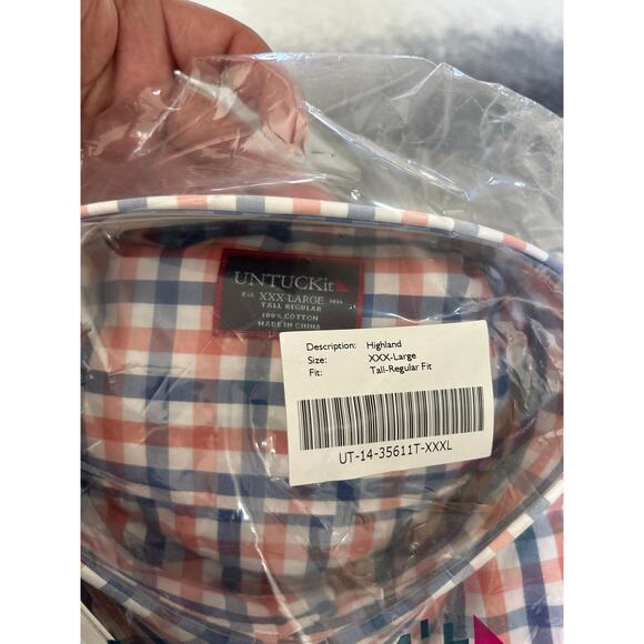 UNTUCKit Mens 'Highland' Tall Regular Fit Long Sleeve Button Up Plaid Shirt XXXL - Picture 4 of 5